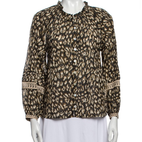 Cleobella Alicia Blouse in Leopard Block Print Size Medium - Picture 5 of 8